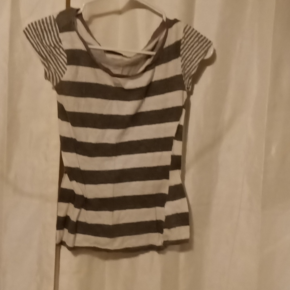 Grey & white striped Tee